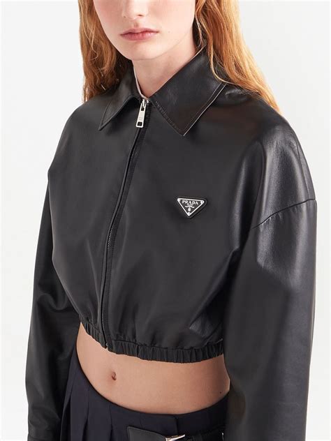 prada women's leather jacket|prada jacket women's sale.